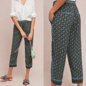 Anthropologie Patterned Elastic Waist Pants, Small